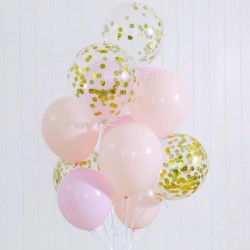 Ten Balloons in Peach, Pink and Gold 