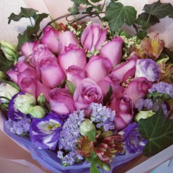 Purple Queen , Eighteen Purple Roses Bouquet