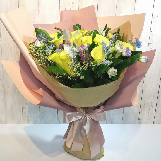 10pcs Yellow Calla Lily Bouquet