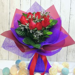 One Dozen Roses Bouquet (Colour at Your Choice)