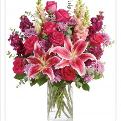 Super Mum Lilies Roses Vase Bouquet